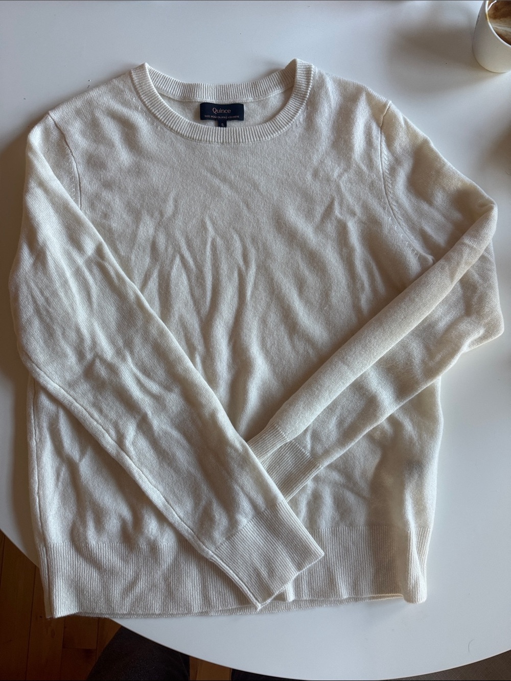 Quince Women’s Crewneck 100% Cashmere Sweater — White